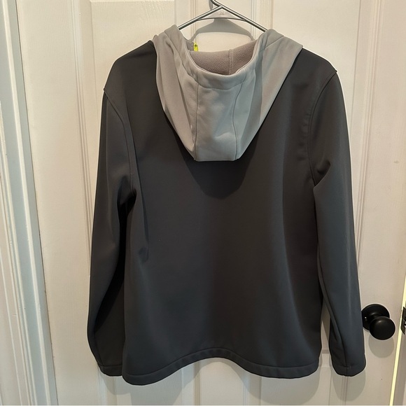 Spyder Mens Hooded Softshell Jacket, Alloy, Small Two Tone Grey Green Outerwear - Picture 12 of 13